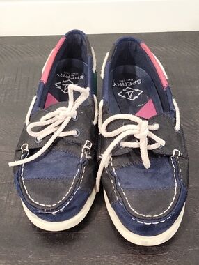Sperry Navy, Black, Green And Pink Recycled Plastic Boat Shoes